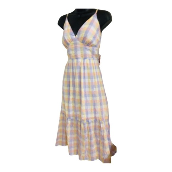 Jessica Simpson‎ pastel tiered cutout back tie summer halter dress size medium - Picture 1 of 16